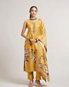 Mustard Yellow Floral Printed Stitched Suit Set with Sequin & Zari Work